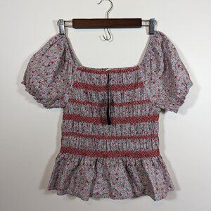 NWT! Anthropologie Easel Los Angeles Floral Scrunchie Off Shoulder Top Small